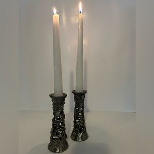 Vintage 1995 Seagull Pewter Canada Etain Zinn Seashell Ocean Wave Candle Holder